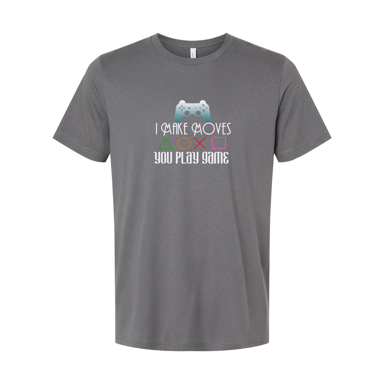 Unisex Gamer Graphic Tee With Controller Icon And Colorful Play Symbols Design For Gamers