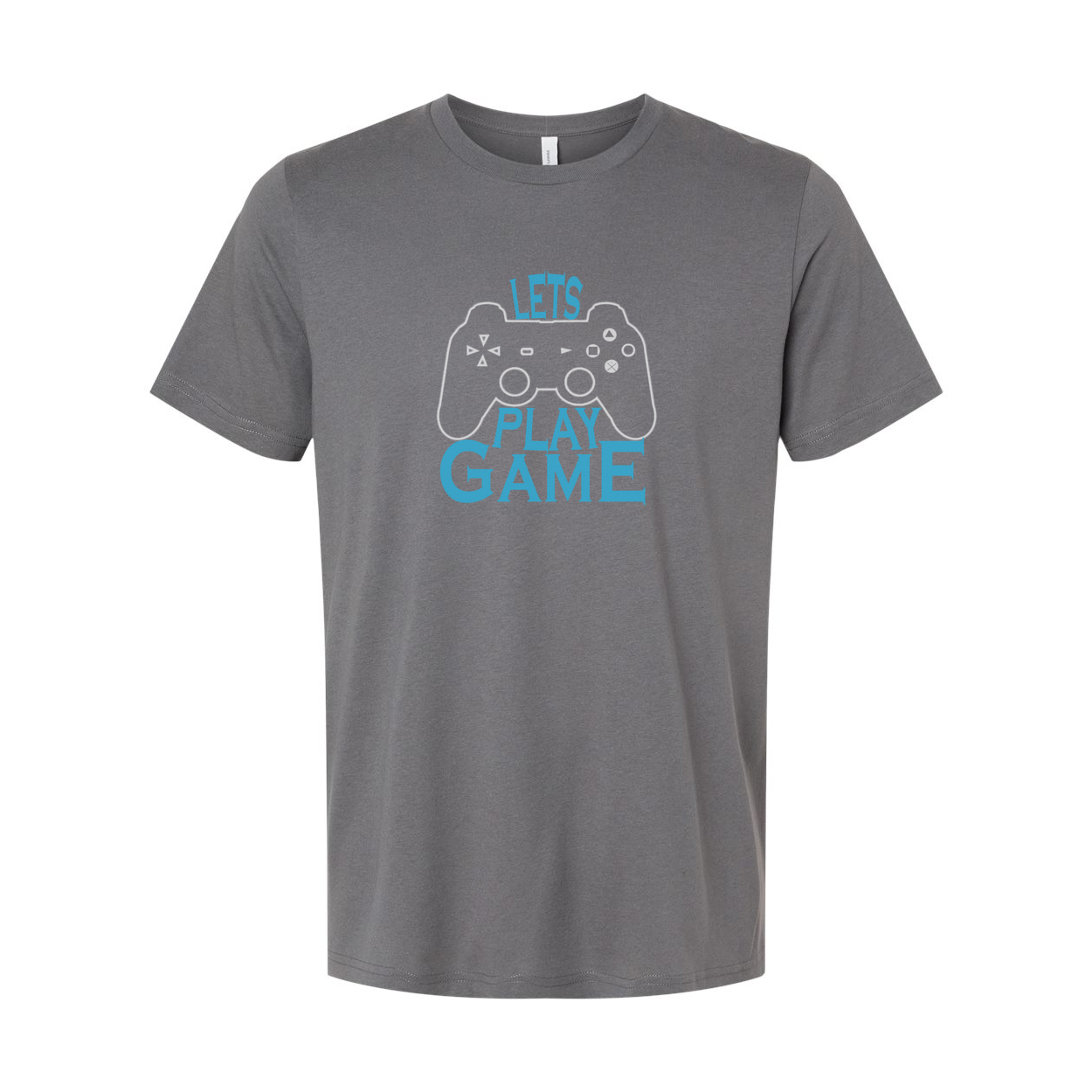 Unisex Graphic Tee Featuring Let's Play Game Controller Design In Blue For Casual Wear
