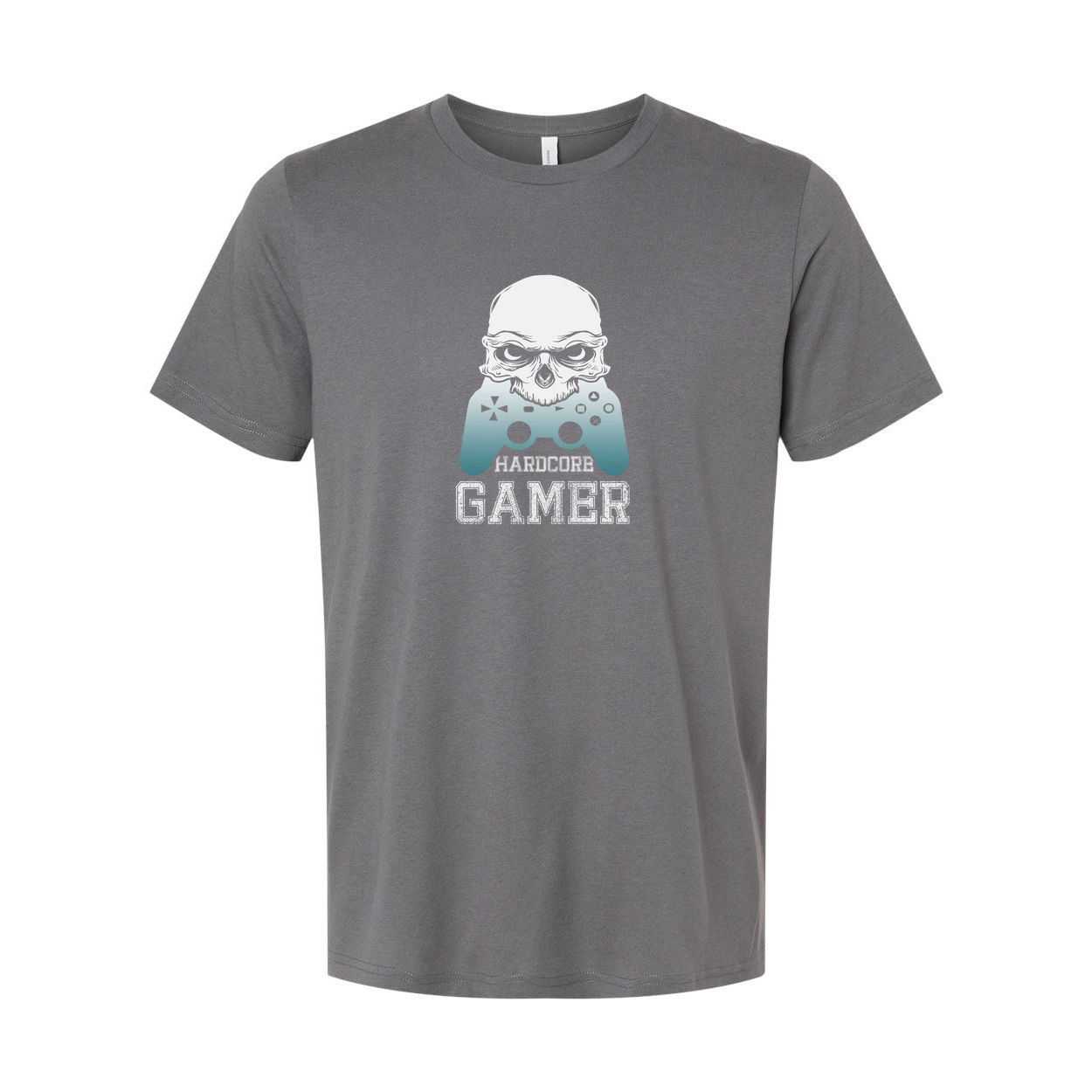 Unisex Graphic T Shirt With Skull Mascot And Game Controller Silhouette Hardcore Gamer Text