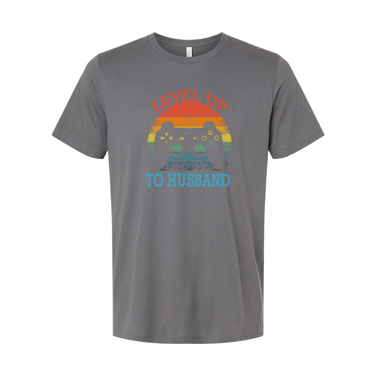 Unisex Gamer Graphic T-Shirt With Level Up To Husband Rainbow Controller Design Art