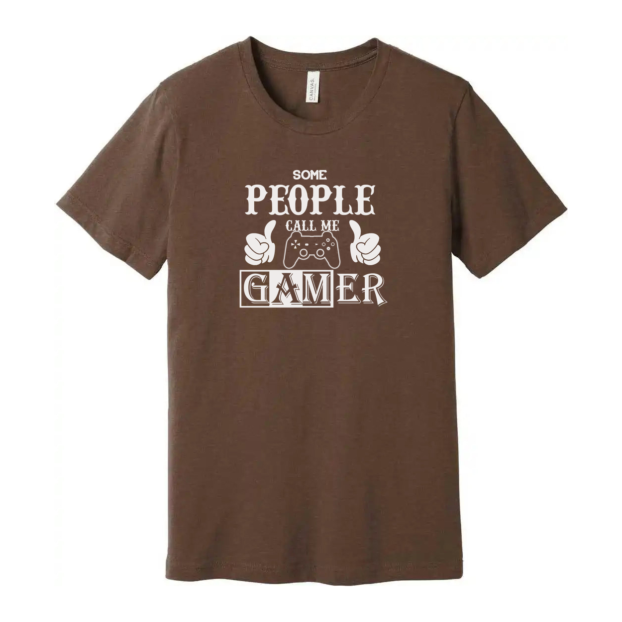 Some People Call Me Gamer Graphic Tee With Controller Icon And Thumbs Up Design Details