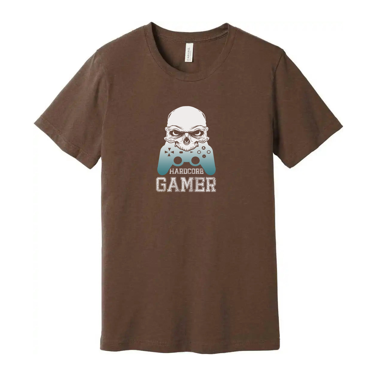Unisex Graphic T Shirt With Skull Mascot And Game Controller Silhouette Hardcore Gamer Text