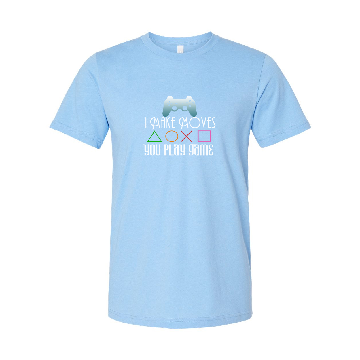 Unisex Gamer Graphic Tee With Controller Icon And Colorful Play Symbols Design For Gamers