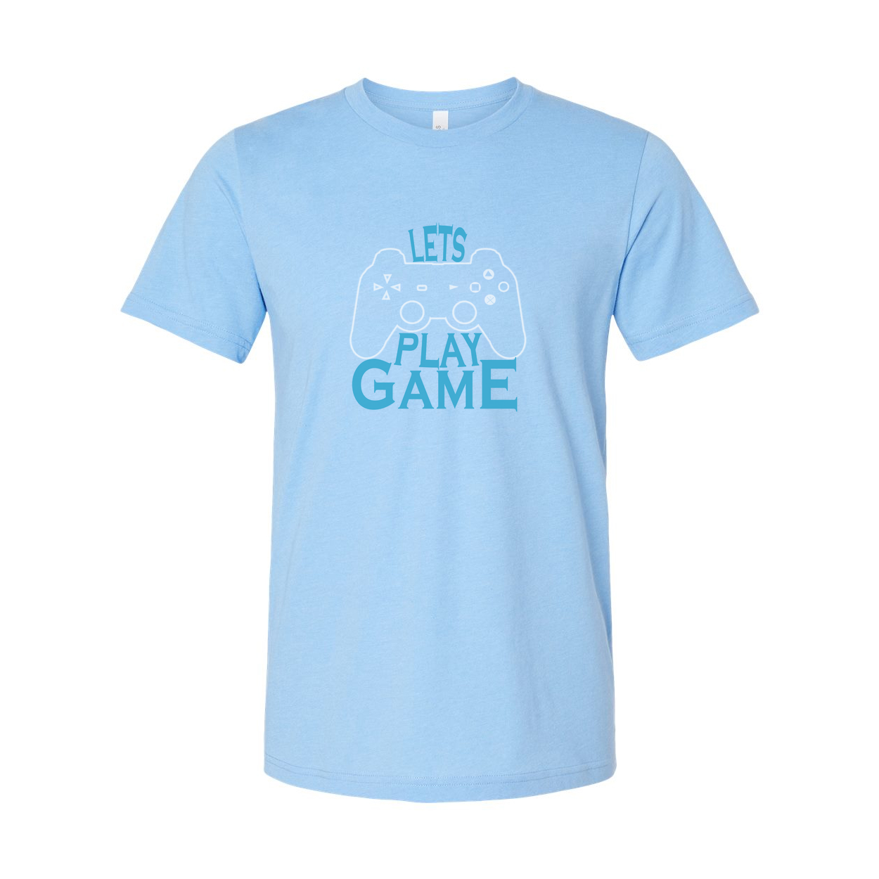 Unisex Graphic Tee Featuring Let's Play Game Controller Design In Blue For Casual Wear