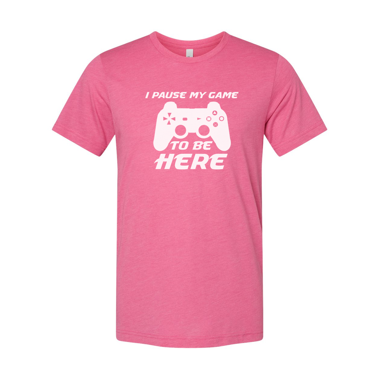 Unisex Gamer Graphic Tee With Controller Silhouette And The Phrase I Pause My Game To Be Here