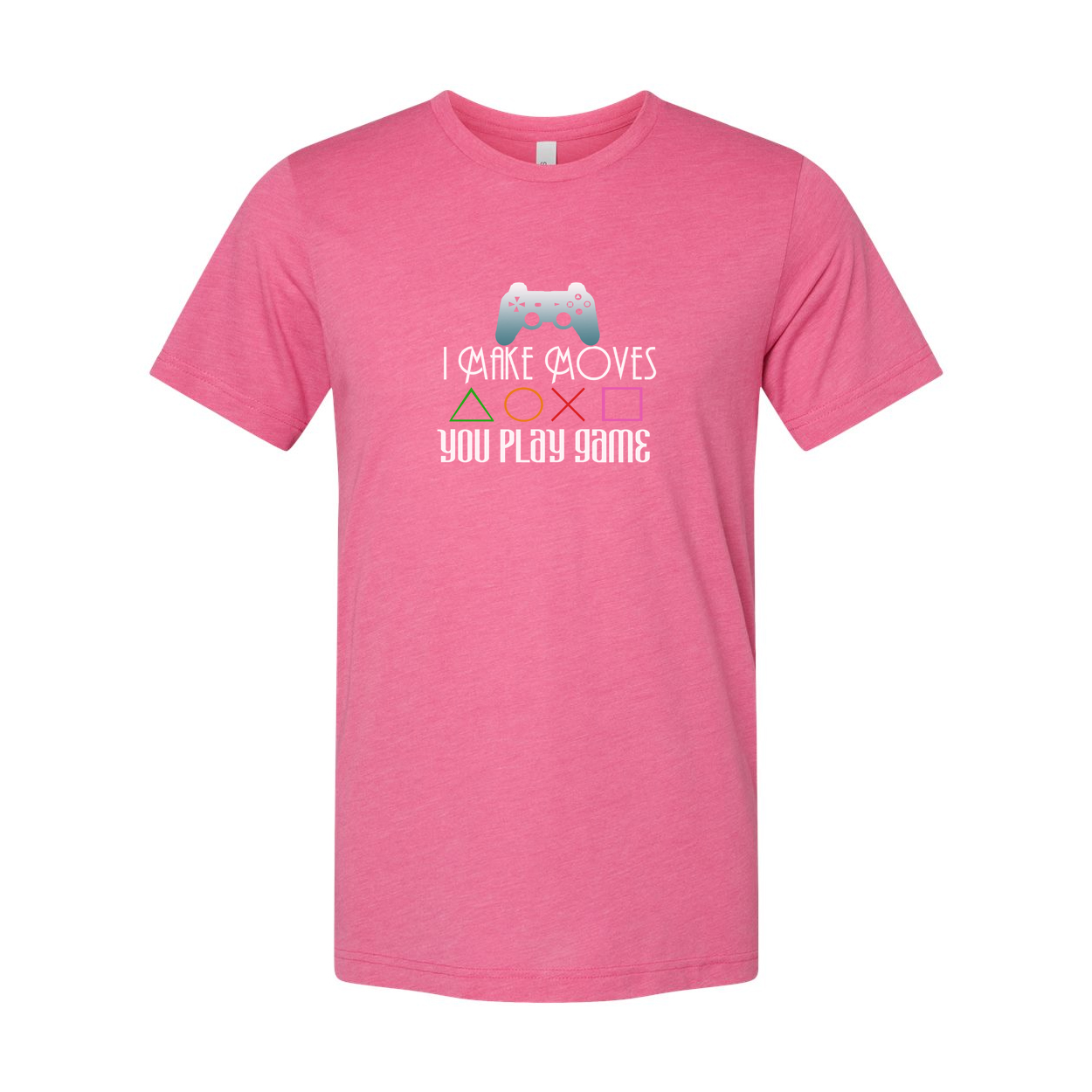 Unisex Gamer Graphic Tee With Controller Icon And Colorful Play Symbols Design For Gamers