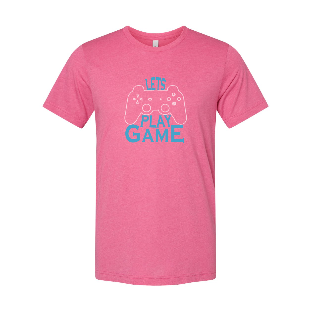 Unisex Graphic Tee Featuring Let's Play Game Controller Design In Blue For Casual Wear