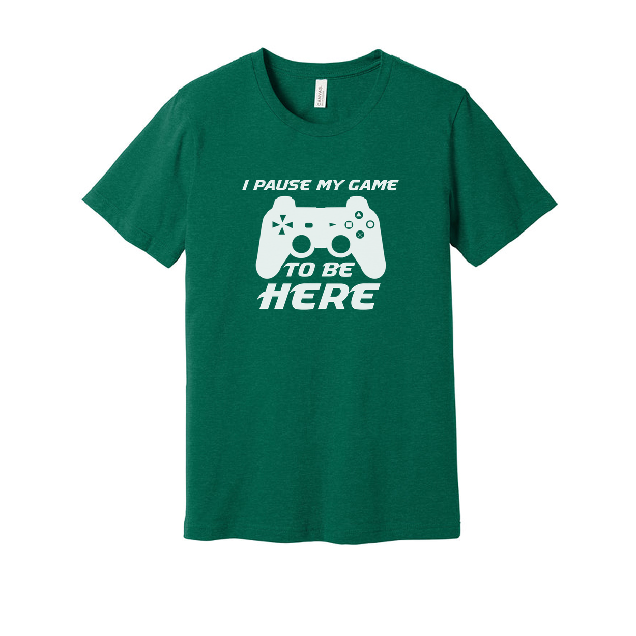 Unisex Gamer Graphic Tee With Controller Silhouette And The Phrase I Pause My Game To Be Here