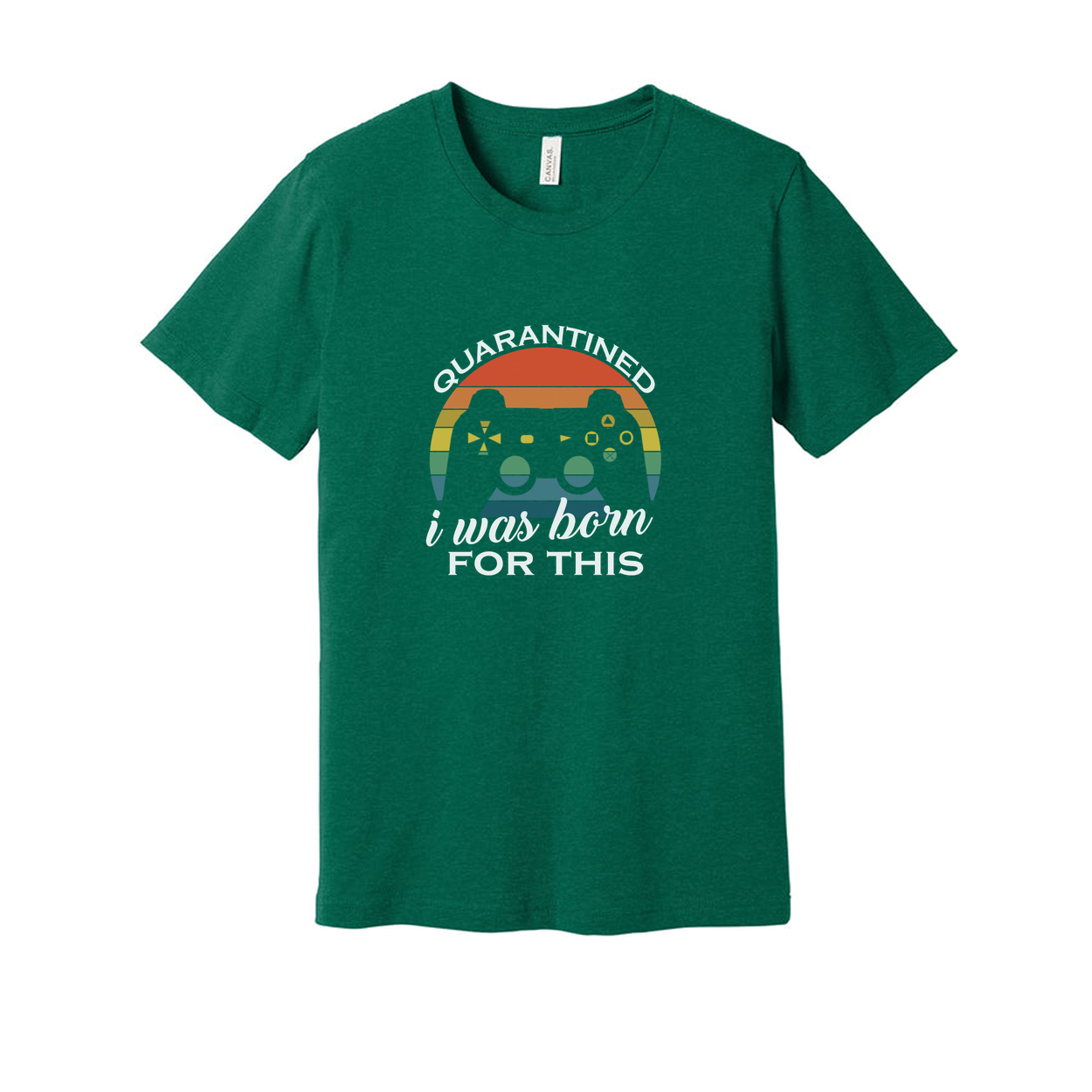 Unisex Gamer T Shirt With Rainbow Retro Controller Graphic And I Was Born For This Quote