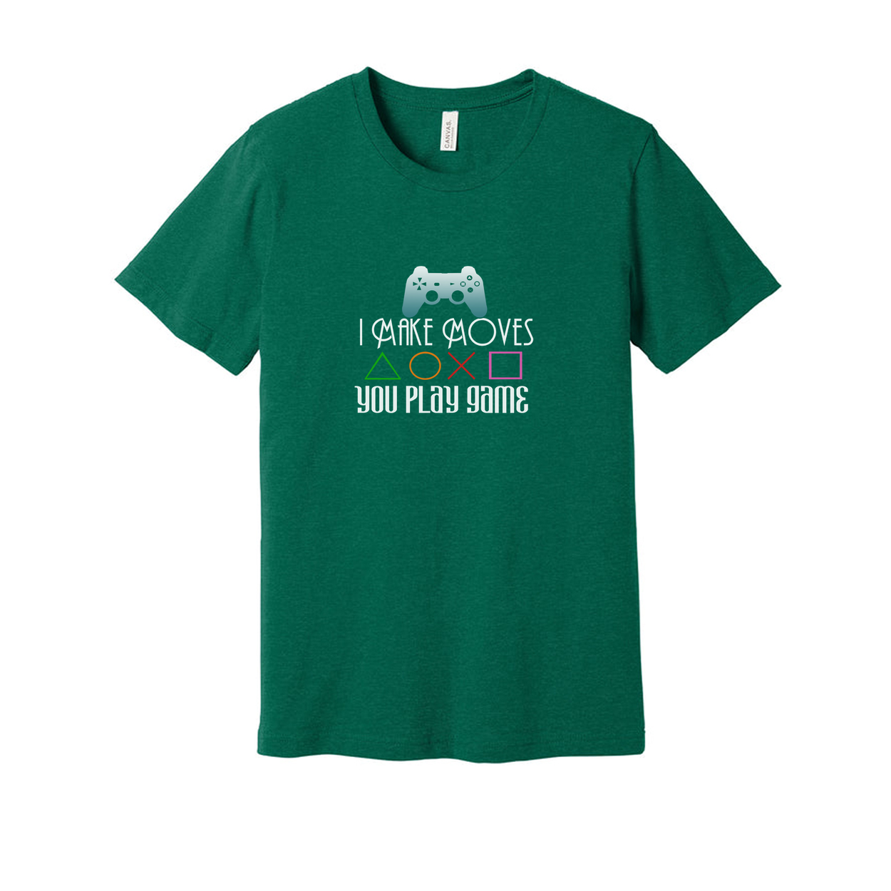Unisex Gamer Graphic Tee With Controller Icon And Colorful Play Symbols Design For Gamers