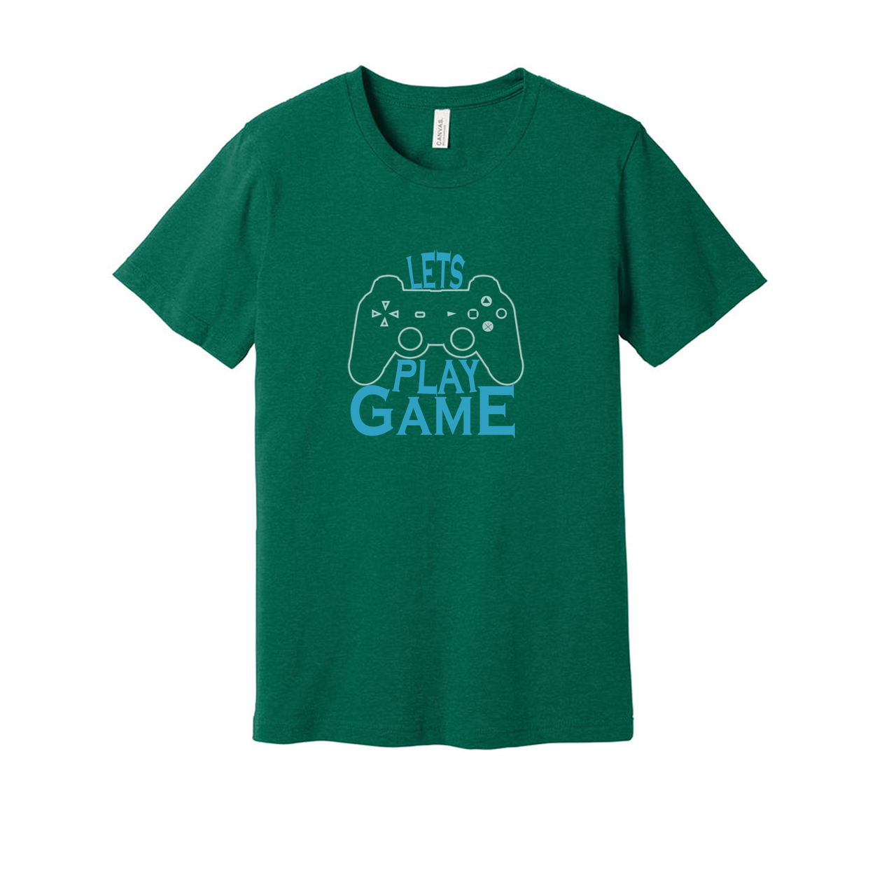 Unisex Graphic Tee Featuring Let's Play Game Controller Design In Blue For Casual Wear