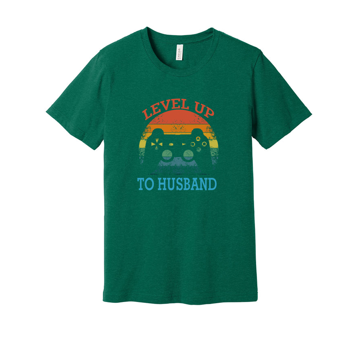 Unisex Gamer Graphic T-Shirt With Level Up To Husband Rainbow Controller Design Art