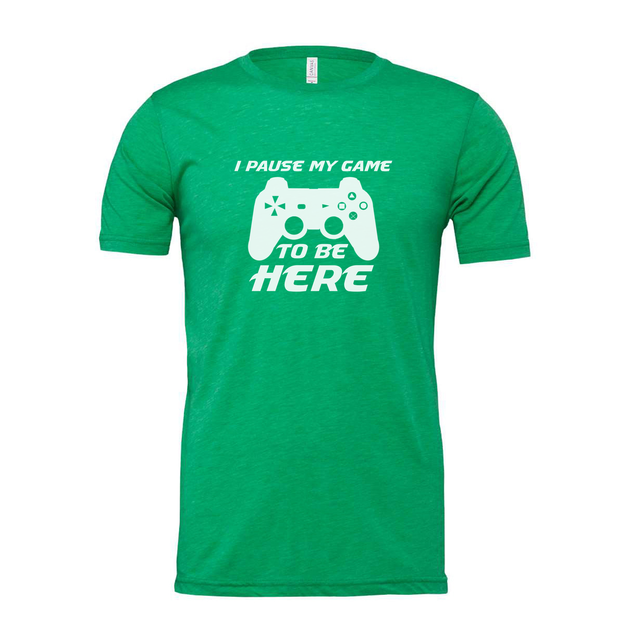 Unisex Gamer Graphic Tee With Controller Silhouette And The Phrase I Pause My Game To Be Here