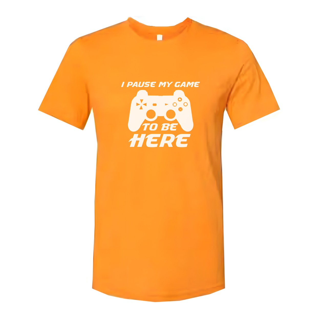 Unisex Gamer Graphic Tee With Controller Silhouette And The Phrase I Pause My Game To Be Here