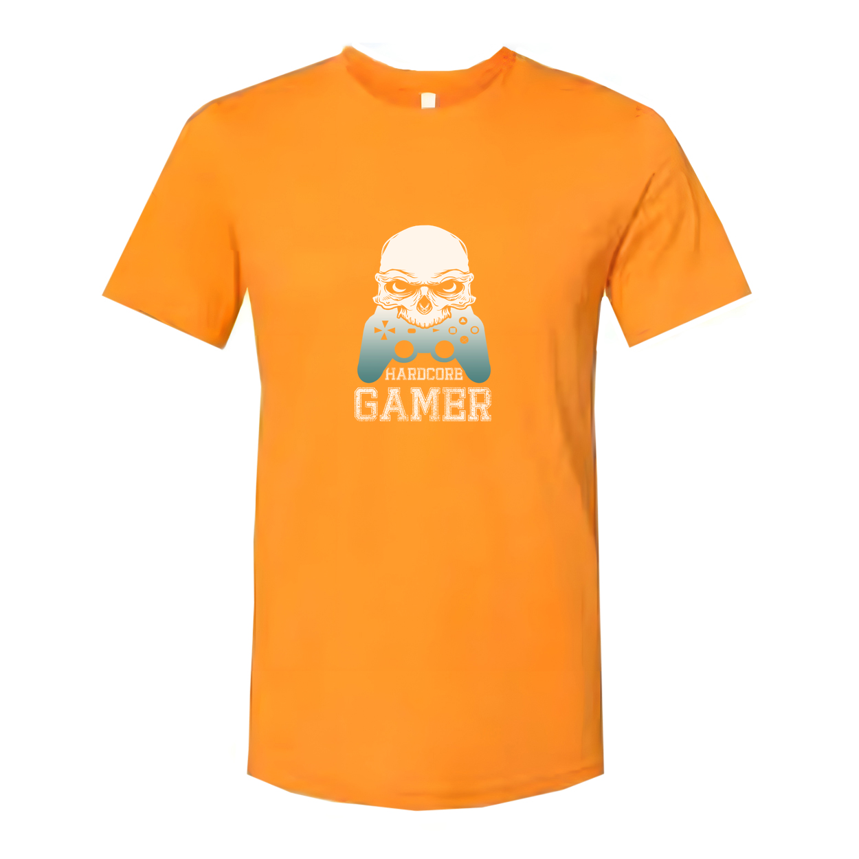 Unisex Graphic T Shirt With Skull Mascot And Game Controller Silhouette Hardcore Gamer Text