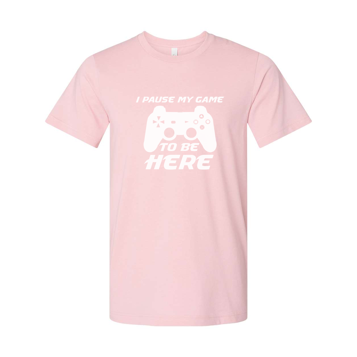 Unisex Gamer Graphic Tee With Controller Silhouette And The Phrase I Pause My Game To Be Here