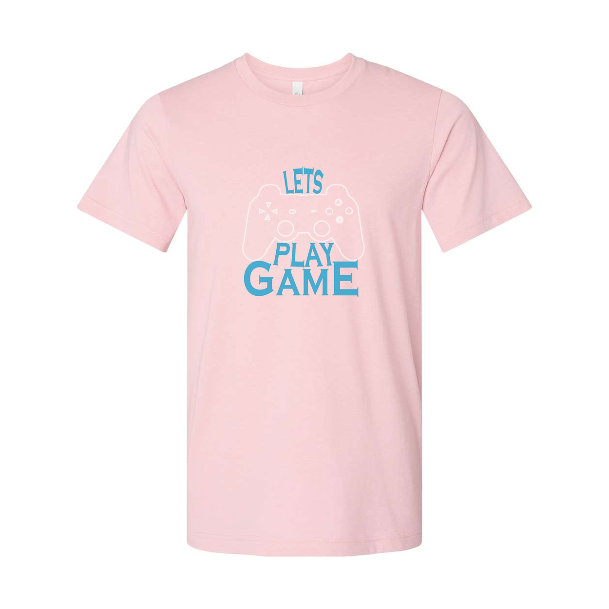 Unisex Graphic Tee Featuring Let's Play Game Controller Design In Blue For Casual Wear