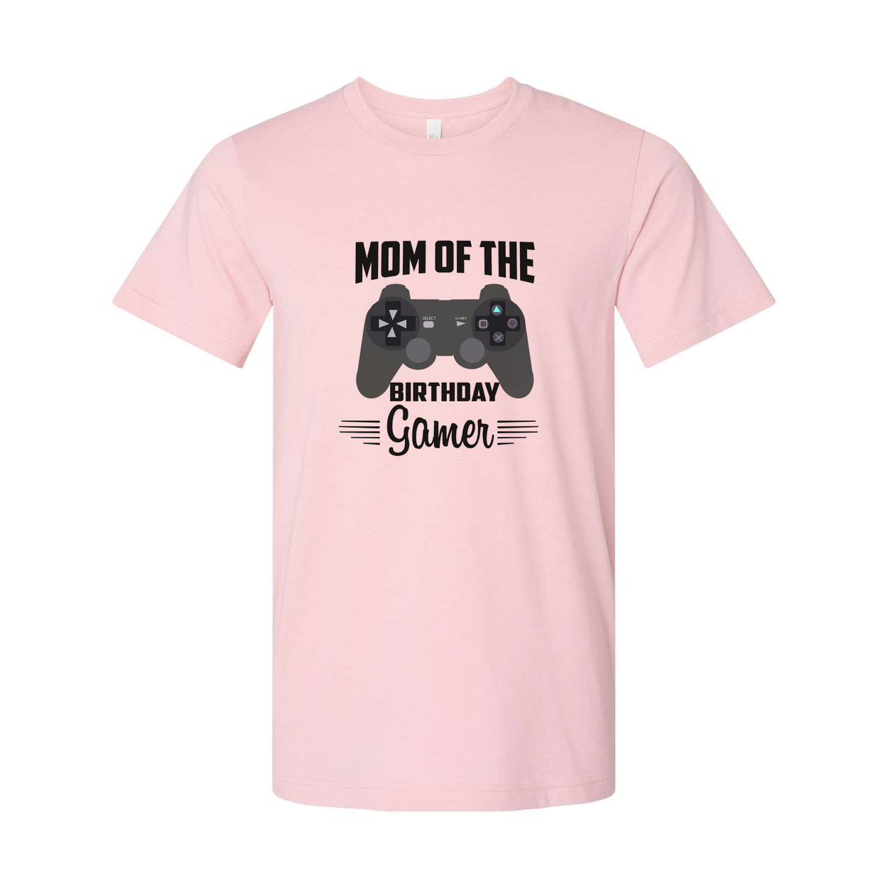 Mom Of The Birthday Gamer Unisex Graphic T Shirt For Adults Short Sleeve Casual Top