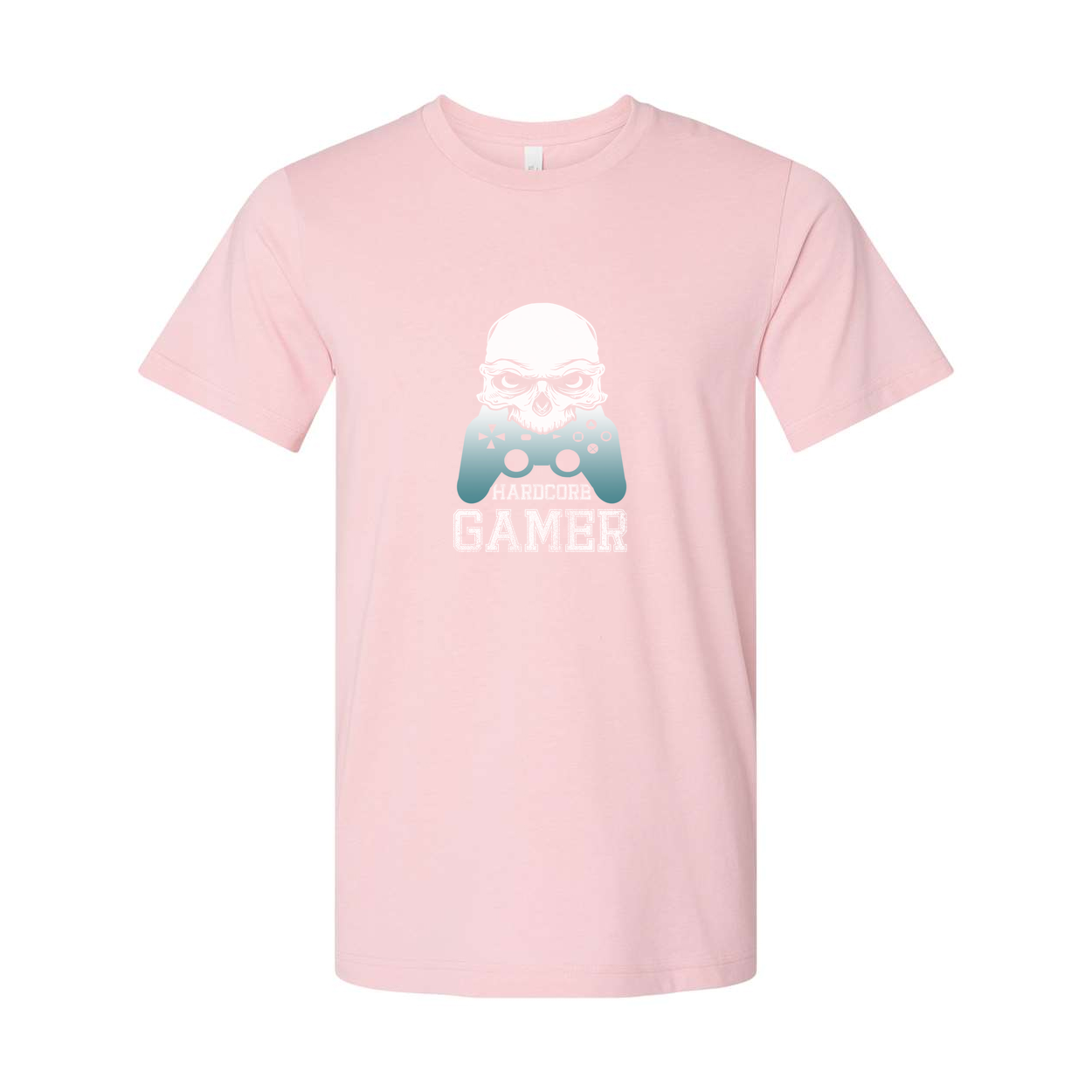 Unisex Graphic T Shirt With Skull Mascot And Game Controller Silhouette Hardcore Gamer Text