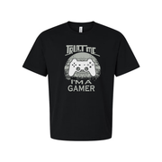 Unisex Trust Me I Am A Gamer Graphic Tee With Controller Emblem For Gamers And Video Game Fans