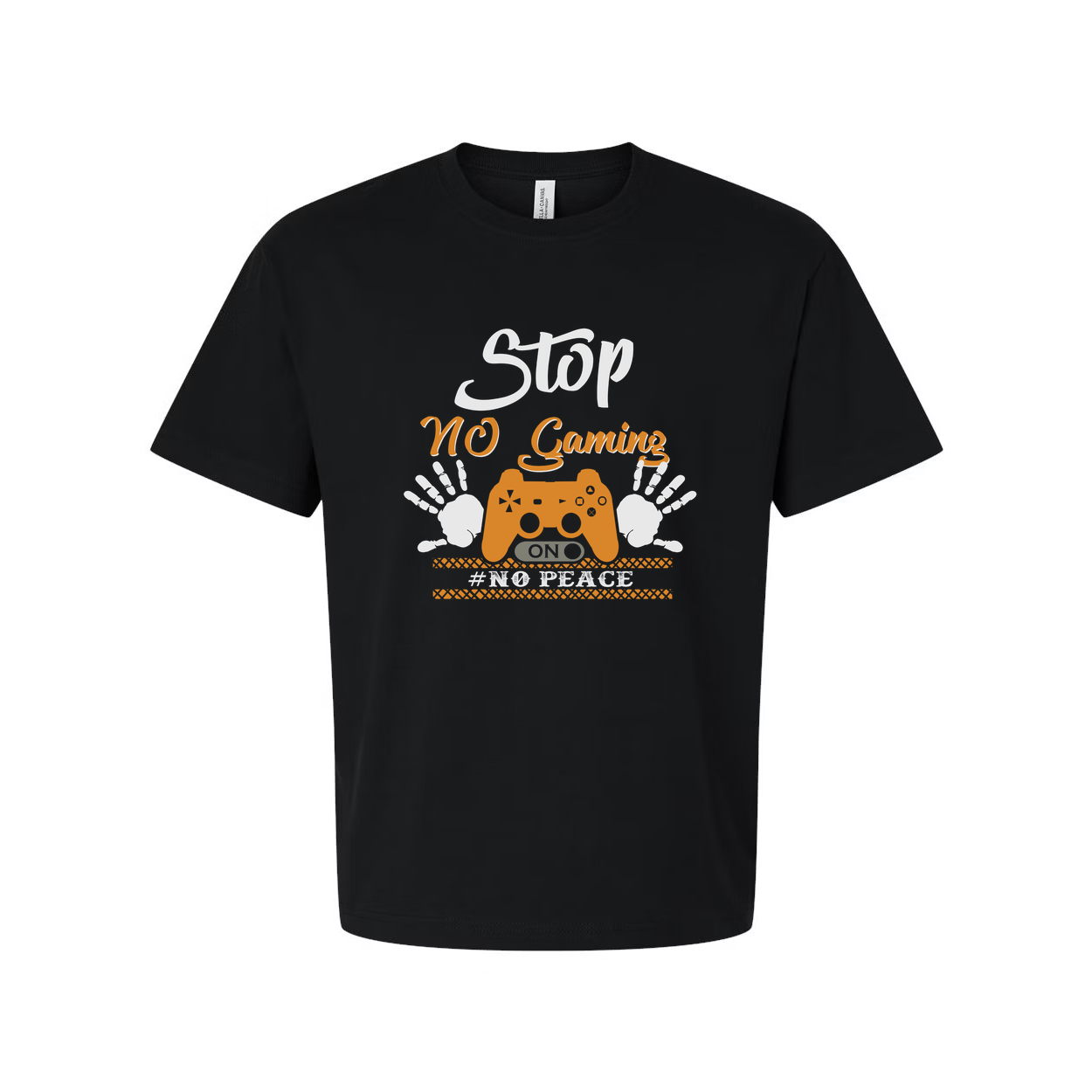 Unisex Gamer Graphic T Shirt With Stop No Gaming Design And Controller Print Artwork