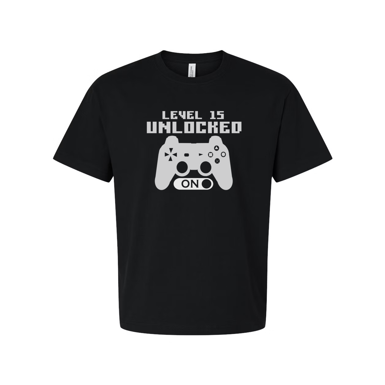 Gamer Unisex T Shirt With Level 15 Unlocked Controller Graphic For Casual Gamers Worldwide