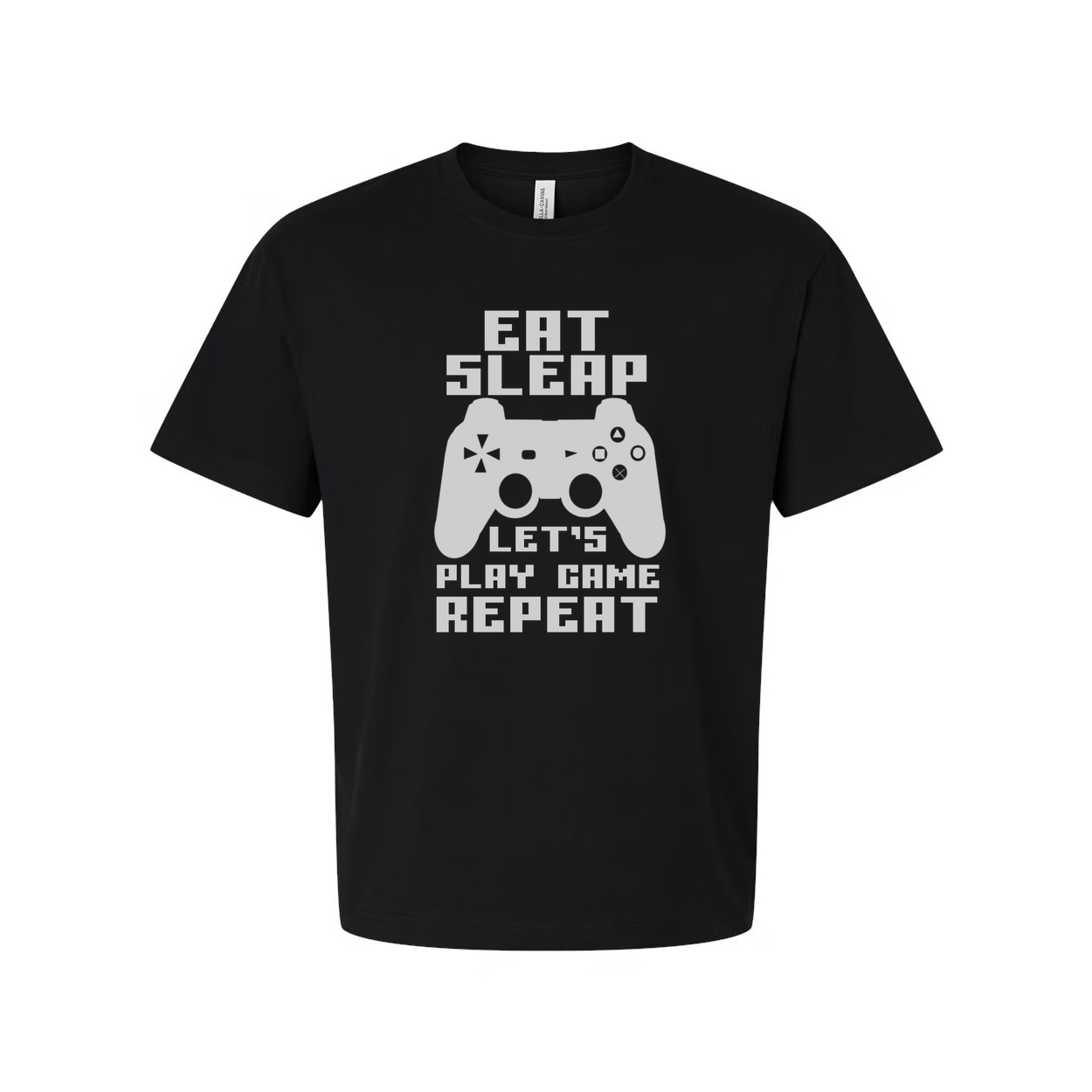 Unisex Gamer T Shirt With Eat Sleep Lets Play Game Repeat Graphic Print For Everyday Wear