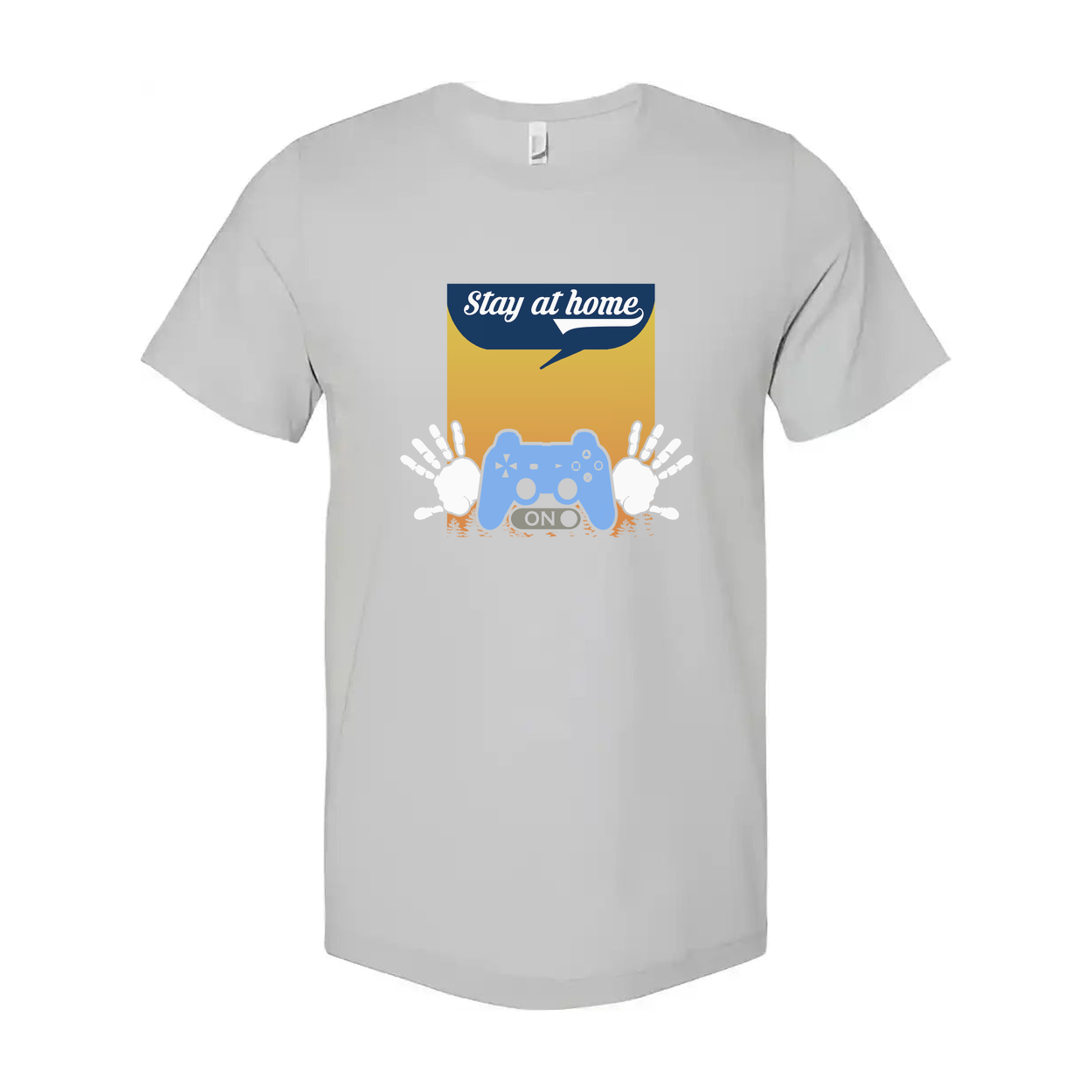 Gamer Unisex Graphic Tee Featuring Stay At Home Controller Illustration And Handprint Motif