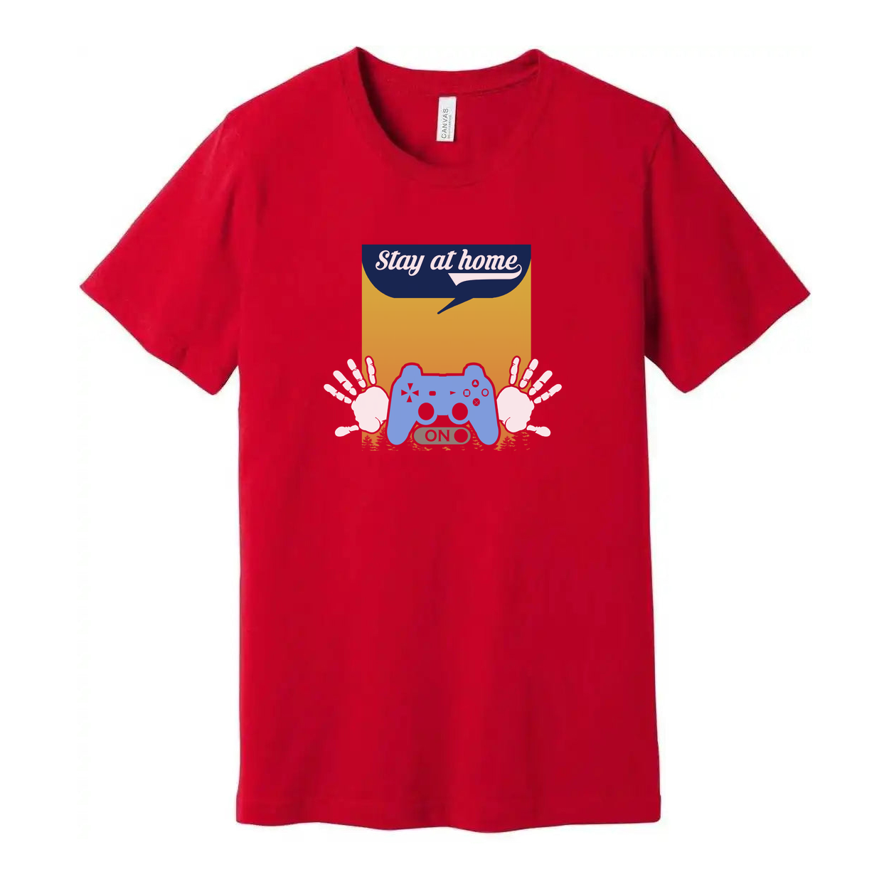 Gamer Unisex Graphic Tee Featuring Stay At Home Controller Illustration And Handprint Motif