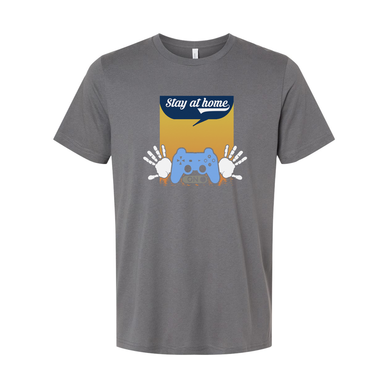 Gamer Unisex Graphic Tee Featuring Stay At Home Controller Illustration And Handprint Motif