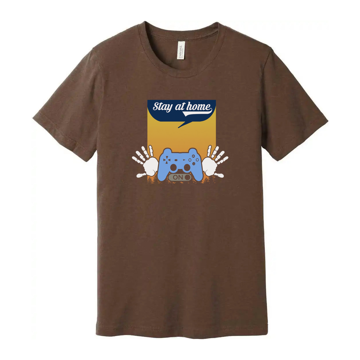 Gamer Unisex Graphic Tee Featuring Stay At Home Controller Illustration And Handprint Motif