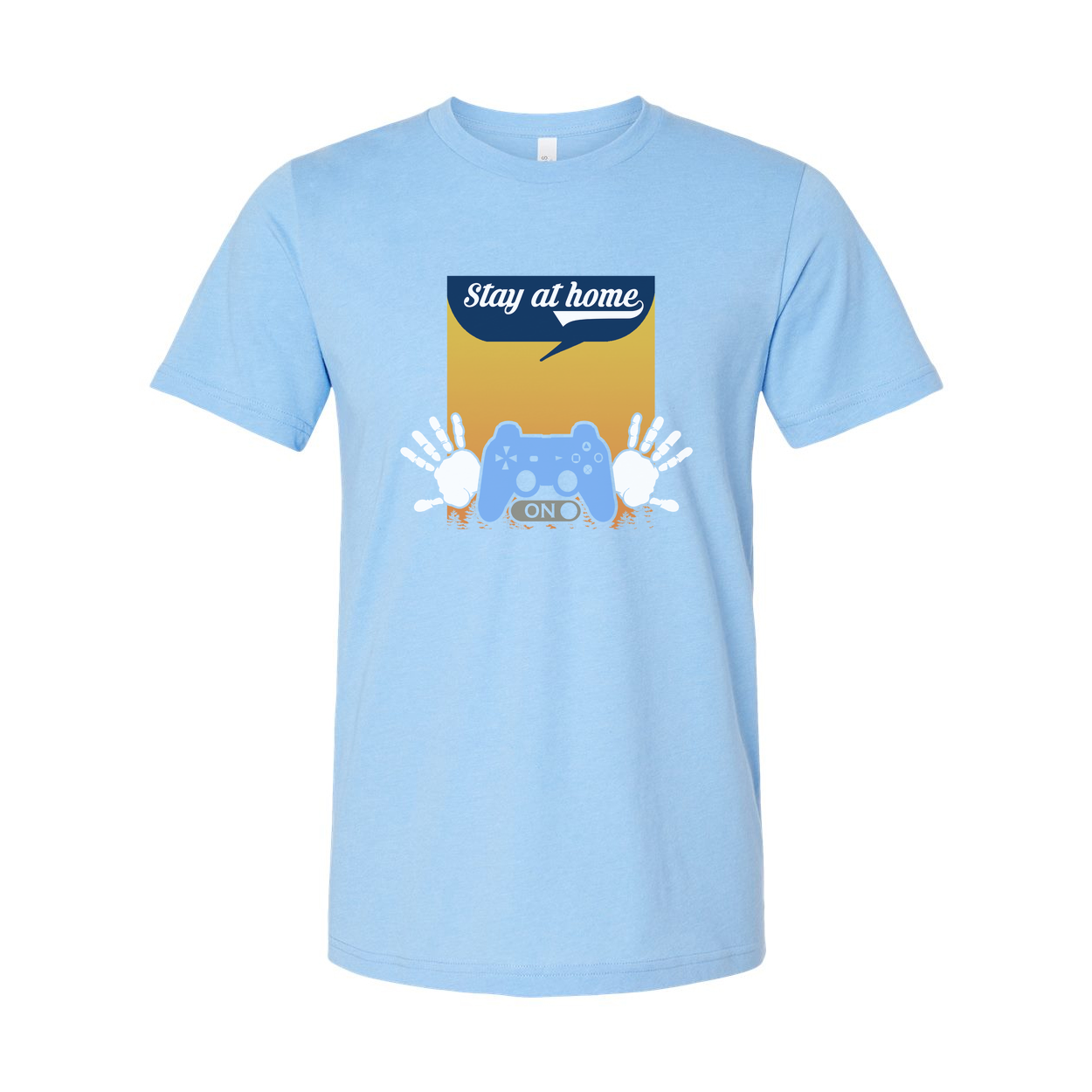 Gamer Unisex Graphic Tee Featuring Stay At Home Controller Illustration And Handprint Motif