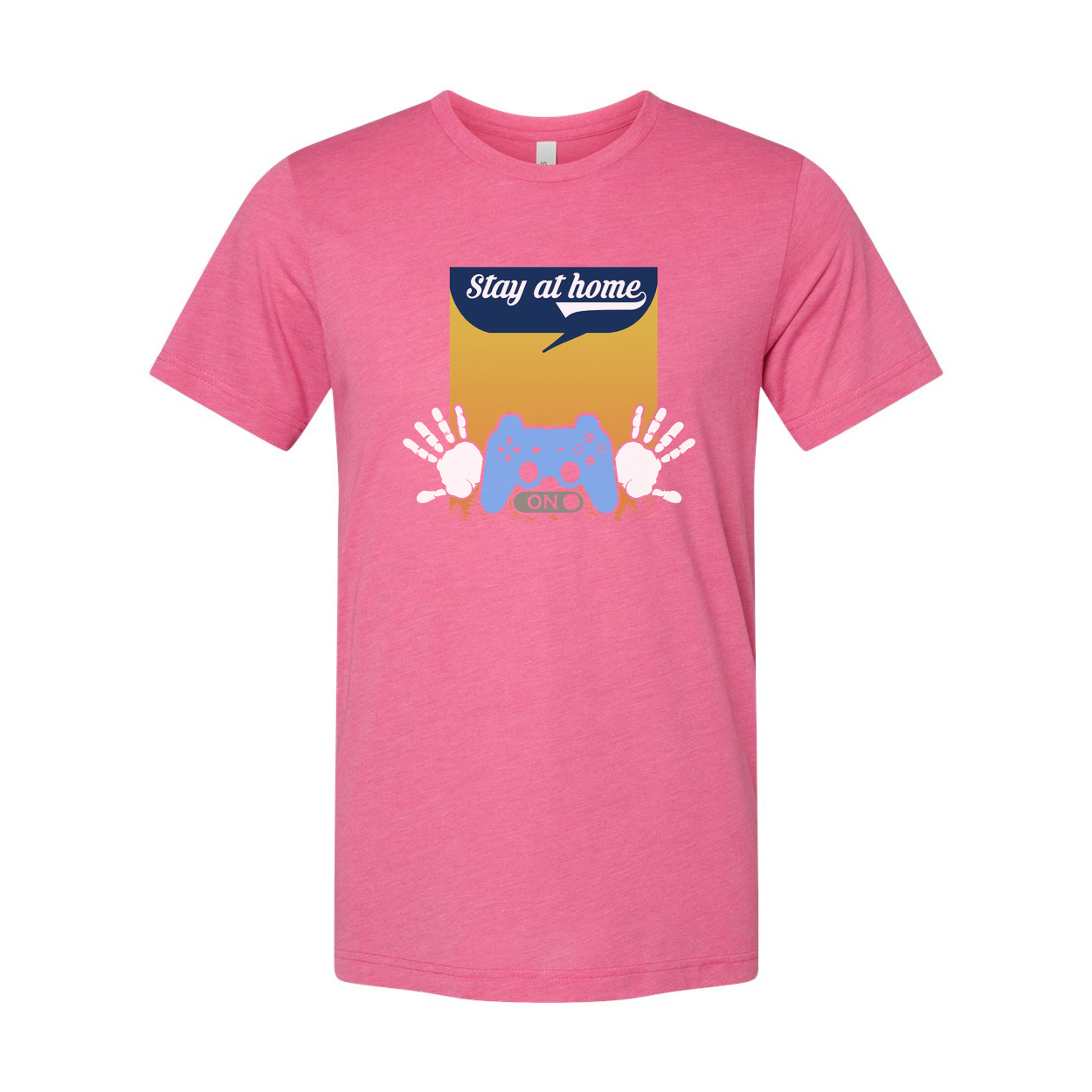 Gamer Unisex Graphic Tee Featuring Stay At Home Controller Illustration And Handprint Motif