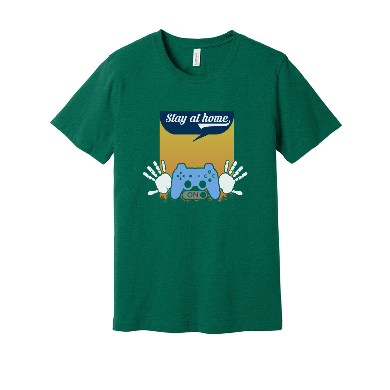 Gamer Unisex Graphic Tee Featuring Stay At Home Controller Illustration And Handprint Motif