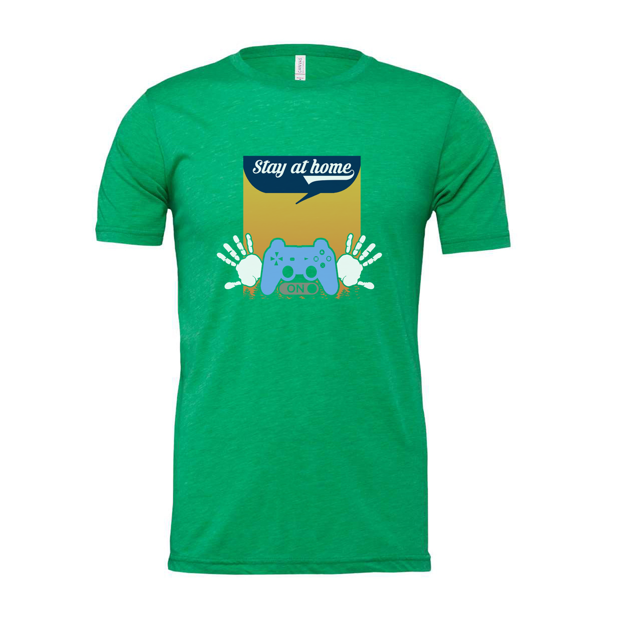 Gamer Unisex Graphic Tee Featuring Stay At Home Controller Illustration And Handprint Motif