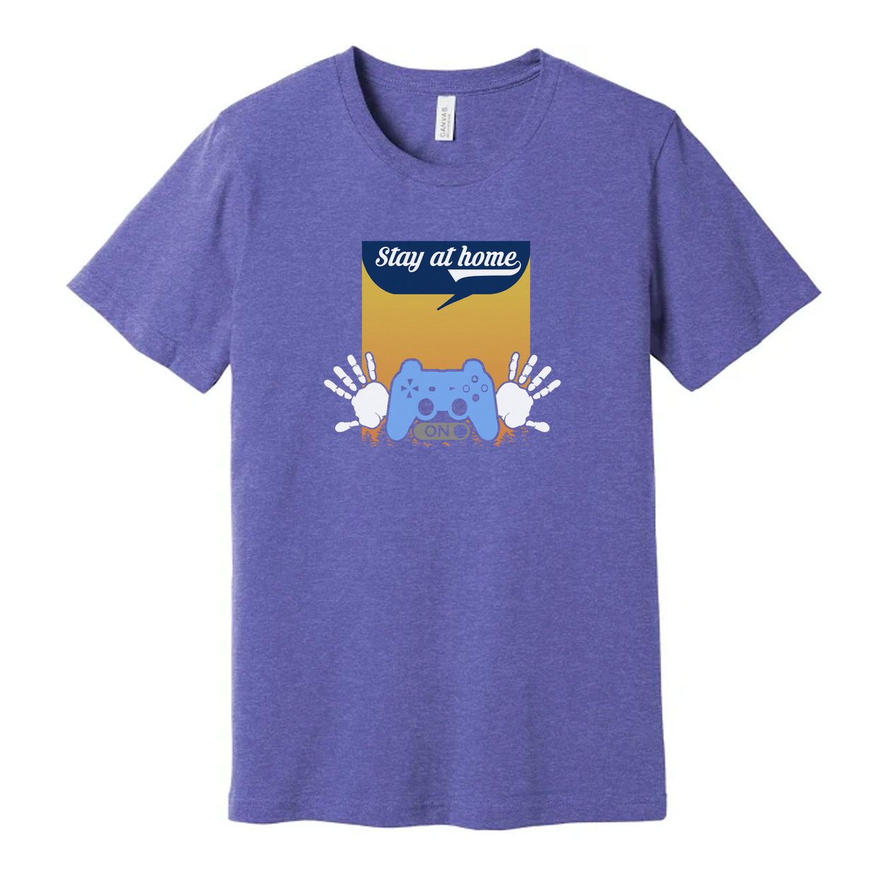 Gamer Unisex Graphic Tee Featuring Stay At Home Controller Illustration And Handprint Motif