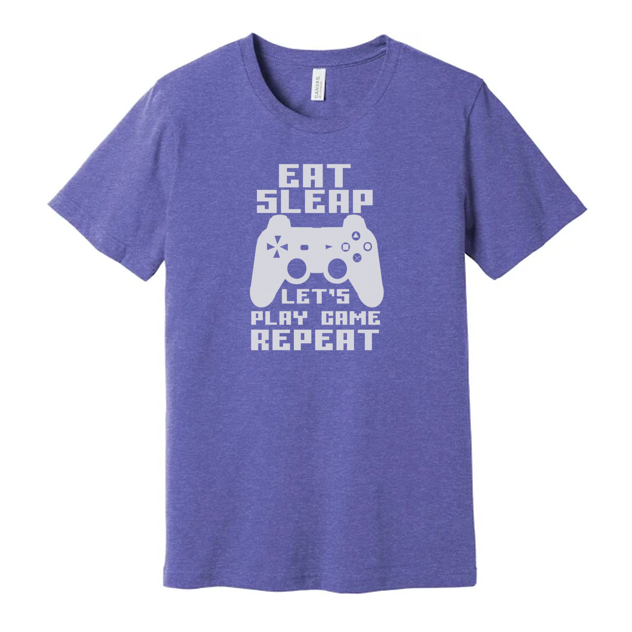 Unisex Gamer T Shirt With Eat Sleep Lets Play Game Repeat Graphic Print For Everyday Wear