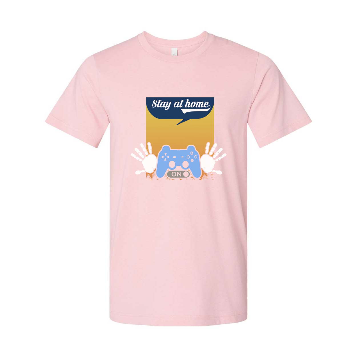 Gamer Unisex Graphic Tee Featuring Stay At Home Controller Illustration And Handprint Motif