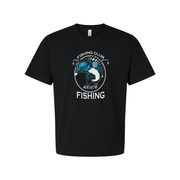 Unisex Fishing Club Graphic T Shirt With Blue Fish Emblem And Keep Fishing Logo Design