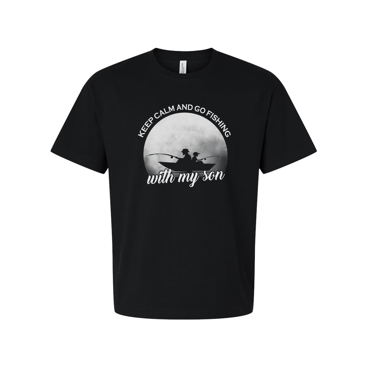 Unisex Fishing T Shirt With Keep Calm And Go Fishing With My Son Front Graphic Print