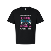 Unisex Fishing T Shirt With Beer Theme Cant Fix Slogan