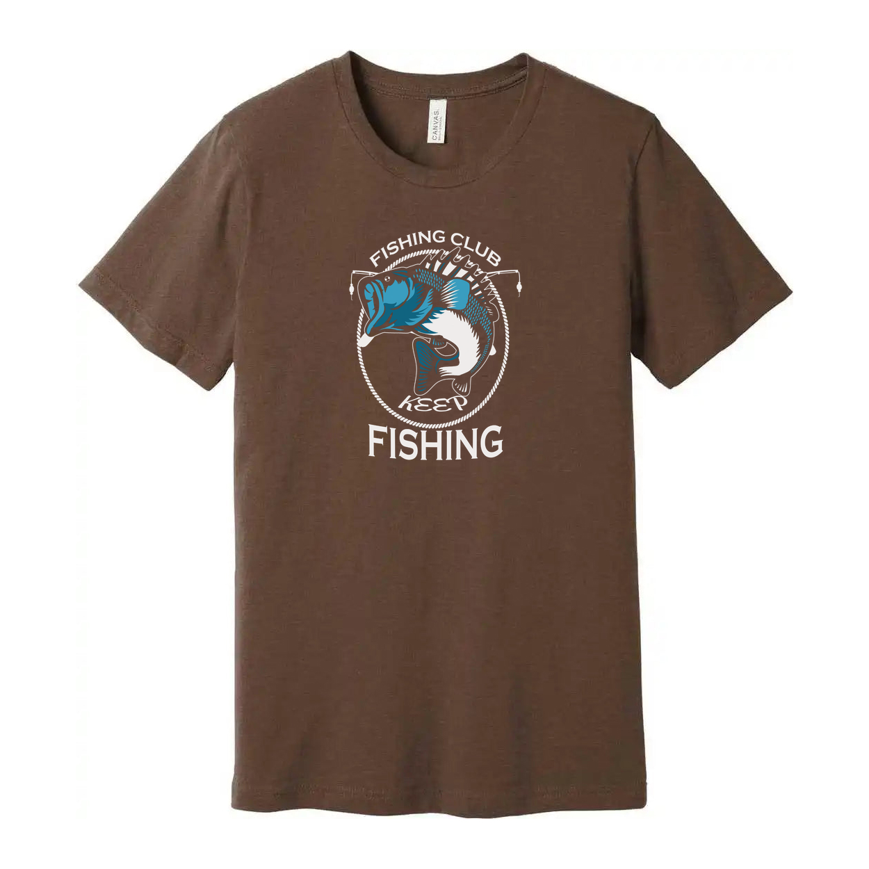 Unisex Fishing Club Graphic T Shirt With Blue Fish Emblem And Keep Fishing Logo Design