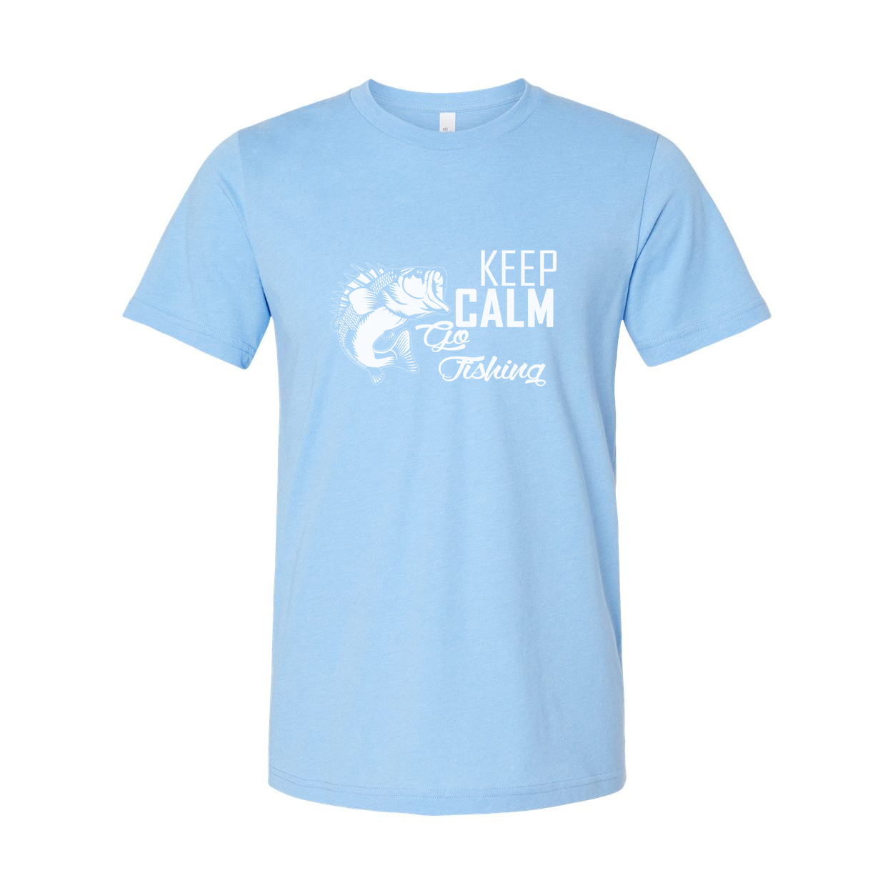 Keep Calm Go Fishing Unisex Graphic T Shirt With Large Fish Illustration Print Design