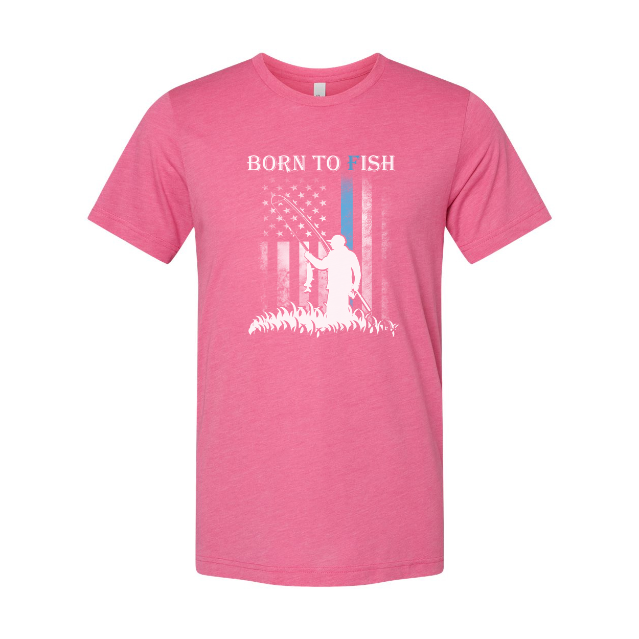 Born To Fish Graphic Tee With Angler Silhouette And Subtle American Flag Accent Edition