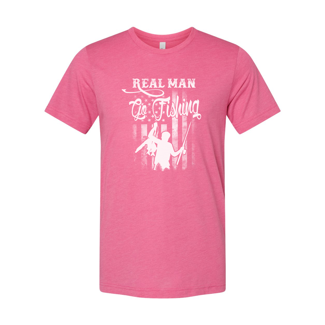 Real Man Go Fishing Unisex Graphic Tee Featuring Fishermen Silhouette Rods And Outdoor Adventure Design