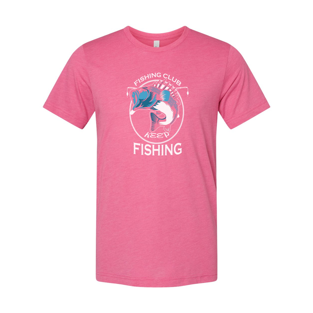 Unisex Fishing Club Graphic T Shirt With Blue Fish Emblem And Keep Fishing Logo Design