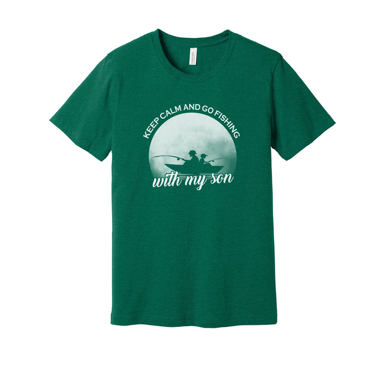 Unisex Fishing T Shirt With Keep Calm And Go Fishing With My Son Front Graphic Print