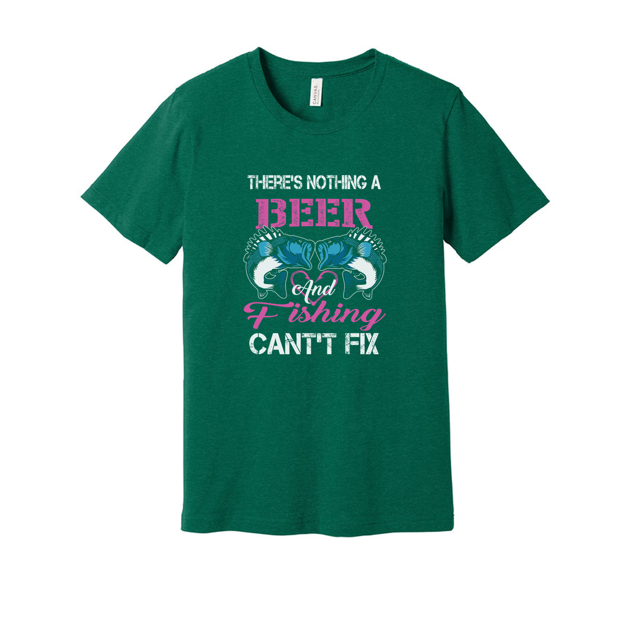 Unisex Fishing T Shirt With Beer Theme Cant Fix Slogan