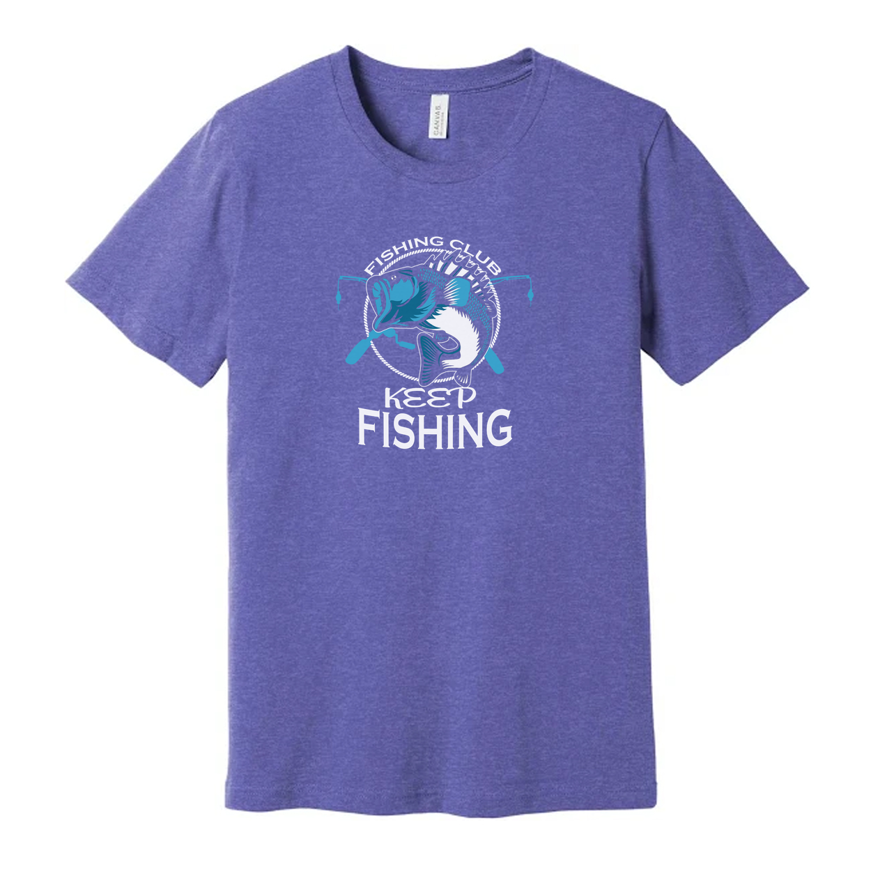 Unisex Fishing Graphic Tee With Keep Fishing Theme And Angler Rods And Lure Design