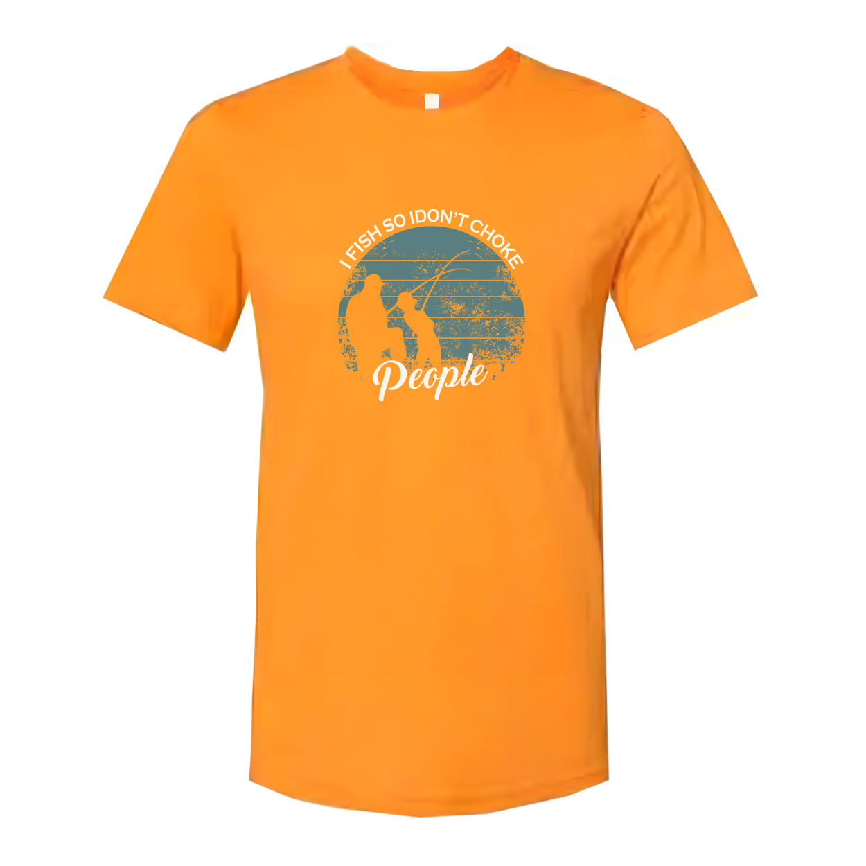 Unisex Fishing Graphic Tee With I Fish So I Dont Choke In A Retro Circle Design Style